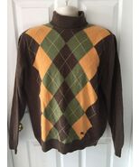 Burberrys Mens Lambswool Brown Yellow Argyle Mock Neck Pullover Sweater ... - $5,453.11 MXN