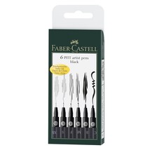 Faber-Castell F167116 Pitt Artist Pen Wallet of 6 with Assorted Tips - B... - $18.99