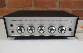 Realistic MPA-20 120V/12V Solid State Vintage PA Amplifier Manual Powers On - £22.06 GBP