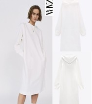 Zara Midi Dress With Hood Size S Hooded 100% Cotton White - £36.31 GBP