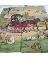 Vintage 1907 copyright &quot;Half Past&quot; fabric graphic 22&quot;x22.5&quot; carriage cou... - £49.75 GBP