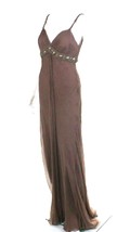  $3490 NEW MONIQUE LHUILLIER BRONZE GOLD BEAD RUNWAY DRESS GOWN US 8 - £312.12 GBP