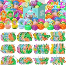 48 Pack Prefilled Easter Eggs with Toys Inside Pop Keychain Pre Filled E... - £30.96 GBP