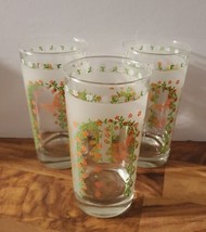 Vintage Libbey Daisy Butterfly Drinking Juice Tumblers Glasses Lot Of 3 5.75&quot; - £24.73 GBP