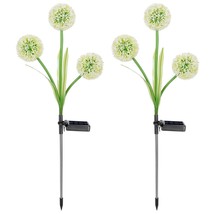 2Pcs Solar LED Dandelion 3 Head Flower Lights Stake Garden Decor Ground Lamp - £34.59 GBP