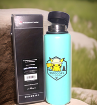 Pokemon Center - 40oz Steel water bottle - Outdoors with Pokemon teal some flaws - £19.42 GBP