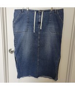 Vintage Venezia Jeans Raw Hem Denim Midi Skirt Side Slits Women&#39;s 24 - $44.66 CAD