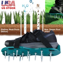 1 Pair Lawn Aerator Shoes W/Metal Buckles Gardening Tool Loosen Soil Root Growth - £35.25 GBP