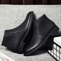 Wa fashion thin simple zipper men leather boots gray black brown big size 38 45 british thumb200