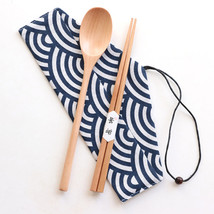 Japanese Style Portable Outdoor Chopsticks Spoon Cloth bag (Set of 3) - £14.91 GBP