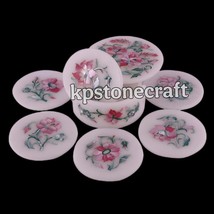Handmade White Marble Coaster Set – Inlaid with Mother of Pearl, Elegant... - $276.82 CAD
