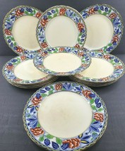 13 Royal Cauldron Floral Dinner Plates Set Vintage 10.25&quot; Blue Gold Rim England - £229.26 GBP