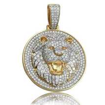 2.50 Ct Round Cut Diamond Cluster Lion Pendant 14K Yellow Gold Plated  - £160.25 GBP