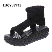 Comfortable Casual Women&#39;s Summer Sandals New Arrival Knit Platform Shoes Candy  - £37.97 GBP