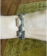 VTG Sterling Silver Floral Etched Bracelet Brick Style Link 7 In - $80.45 CAD