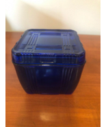 Vintage Hazel Atlas: Glass Refrigerator Dish, Cobalt Blue, Criss-Cross, 4x4 - £39.34 GBP