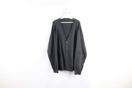 Vtg Streetwear Mens XL Cotton Blend Knit Striped Button Cardigan Sweater Gray - £46.93 GBP