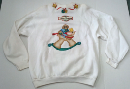 vintage hand made painted applique tacky ugly cute Christmas sweatshirt ... - $24.70