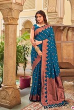 Women&#39;s Kanjivaram Style Banarasi Silk Saree With Blouse Piece - £15.10 GBP