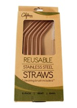 California Basics Reusable Stainless Steel Drinking Straws 6 pack with Cleaning  - £9.14 GBP