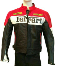 Red Ferrari Motorcycle Racing Biker Real Genuine Cowhide Leather Jacket - £115.14 GBP