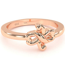 Infinity Loop 2 Hearts Love Ring In Solid 14k Rose Gold - £196.91 GBP