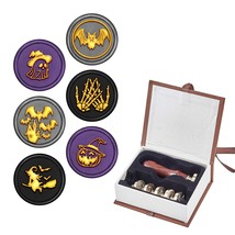 Halloween Wax Seal Stamp Set 6Pcs Vintage Retro Removable Brass Stamp Heads With - £27.37 GBP