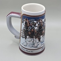 1989  Anheuser Busch  AB  Budweiser Bud Holiday Christmas Beer Stein Cly... - $323.67 MXN