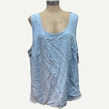 A.N.A Women&#39;s Plus 2X Sleeveless Chambray Top with Button Sides and Fringe Hem - £10.10 GBP