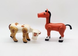 Fisher Price 70s Cow Horse Moveable Play Figures Vintage Farm Animals - £8.99 GBP