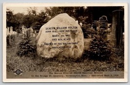 Northampton MA Deacon Wm Holton Memorial Boulder Bridge St Cemetery Postcard U24 - £15.88 GBP