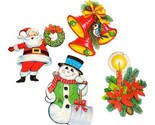 Set Of 4 Vintage Beistle 12” Christmas Cutouts Snowman Candle Bells Santa - $6.00