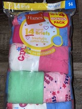 Hanes ~ Girls Briefs Tagless 14-Pair Underwear No Ride Up Multi-Color ~ Size 14 - $15.85