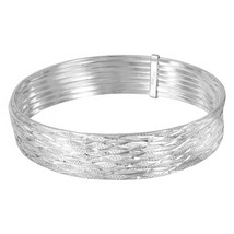 NWT Fine Sterling Silver 925 Diamond Cut Semanario Bangle Bracelet 60, 6... - $155.88+