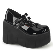 DEMONIA KERA08/B Wedge Platform Womens Gothic Punk Black Patent Mary Janes Shoes - £54.31 GBP