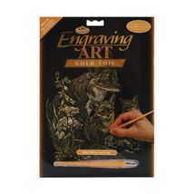 Royal &amp; Langnickel Gold Engraving Art A4 Size Fox and Cubs Designed Pain... - $17.00