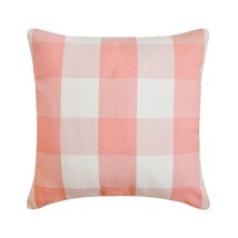 Pink Throw Pillow Cover,Gingham &amp; Buffalo Checks 16&quot;x16&quot; Cotton,Peach Pink Plaid - £18.64 GBP+