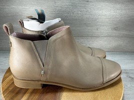 Toms Womens Reese Booties Taupe Gray Smooth Leather  side zipper Size 11 - £31.86 GBP