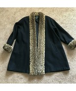 Havoc Ladies Size M Black Wool Swing Coat 3/4 Length w/ Luxurious Leopar... - $1,208.73 MXN