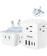 US to UK Ireland Travel Plug Adapter Grounded G Converter with 4 Outlets... - £23.56 GBP