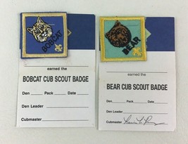 Bear and Bobcat Badges Boy Cub Scouts of America Patch Rank 2pc Lot Vintage  - £12.37 GBP