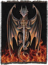 72x54 DRAGON Warrior Sword Flames Mythical Fantasy Tapestry Afghan Throw... - $63.36