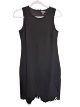 Vince Camuto Sleeveless Ponte Dress Lace Trim Rich Black Women&#39;s Size 4 - £8.15 GBP