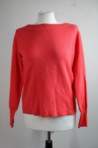 J. Crew M Guava Orange Subtle Boatneck Merino Wool Cotton Sweater H2779 - £23.47 GBP