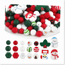 Festive 150PCS Xmas Silicone Beads Kit - DIY Earrings &amp; Party Decor - Round Gree - £16.81 GBP