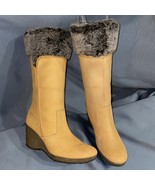 Timberland Tan Suede Faux Fur Cuff Wedge Tall Boot MONOGRAM, #86334, Siz... - $1,819.15 MXN