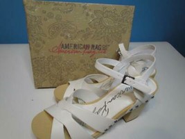 NIB American Rag Cie White Sand Chunky Heel Strapped Sandal Sz 9 M Org $... - £6.01 GBP