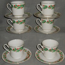 1990 Set (6) Sango NOEL PATTERN Cups &amp; Saucers CHRISTMAS - HOLIDAY - $942.11 MXN