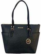 Michael Kors Charlotte Large Zip Tote Shoulder Bag Black Leather $398 35TOGCFT7L - £115.88 GBP