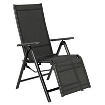 Outdoor Folding Lounge Chair with 7 Adjustable Backrest and Footrest Pos... - £133.99 GBP